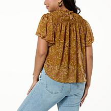 La Joie Smocked Pico Edge Flutter Top