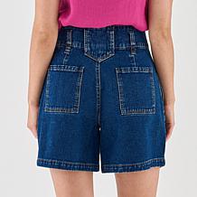 La Joie Vintage Denim Pleated A-Line Short