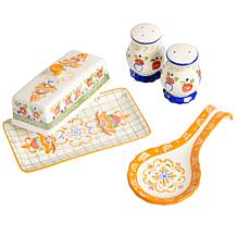 Laurie Gates Tierra 4pc Hand Painted Ceramic Tableware Accessory Set