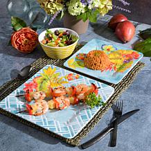 Laurie Gates Tropicalla 12-Piece Square Melamine Dinnerware Set