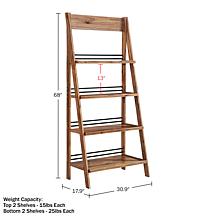 Lavish Home 4-Tier Ladder Freestanding Bookshelf with X-Back Frame