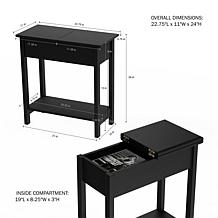 Lavish Home Flip Top Narrow End Table with Storage