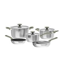 Leo Bolt 8pc Cookware Set with Green Handles
