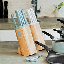 Leo Slate 7pc Knife Block Set with Glossy Handles