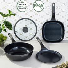 Leo Stone+ 11" and 12" Cast Aluminum Wok Pan with CeraGreen Coating