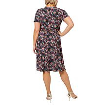 Leota Perfect Wrap Cap Sleeve Dress - Confetti Floral Black