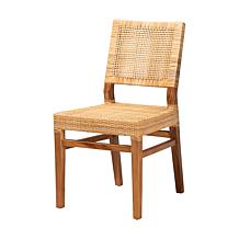Lesia Dining Chair with Mahogany Frame & Natural Rattan