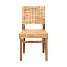 Lesia Dining Chair with Mahogany Frame & Natural Rattan