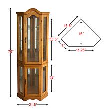 Lighted Corner Curio Cabinet - Golden Oak