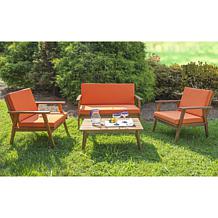 Linon Jiles Outdoor 4-piece Chat Set with Seat Cushions