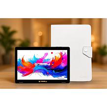 LINSAY 10.1" Octa Core 256GB Android 15 Tablet w/ Black Leather Case