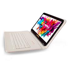 LINSAY 10.1"Octa Core 128GB Tablet Bundle with White Croco Keyboard