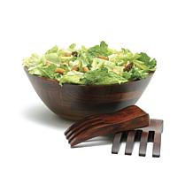 Lipper 3-pc Cherry Matte Finish Wavy Rim Bowl with Salad Hands