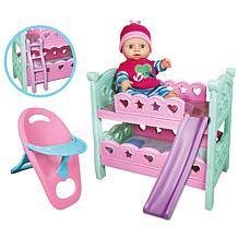 Lissi 12in Doll Set Bunk Bed and highchair 3pc Playset