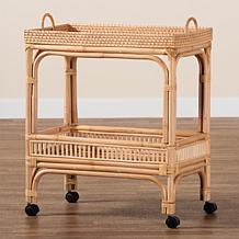 Lombok Natural Rattan Wine Cart with Casters 26.4" W x 15.2" D x 32...