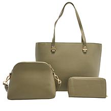 London Fog Faux Pebble Leather 3-Piece Tote Set