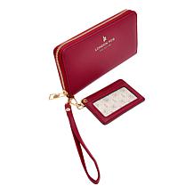 London Fog Josie Vegan Leather Zip-Top Wallet and ID Wristlet