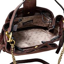 London Fog Leah Faux Suede Crossbody Shoulder Bag with Strap