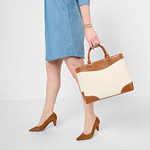 London Fog Oversized Canvas Satchel and Wallet Set