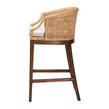 Lumajang Bohemian Rattan Bar Stool with Acacia Wood Base