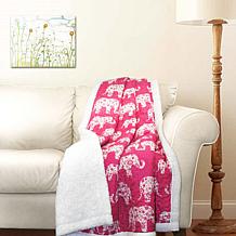 Lush Décor Elephant Parade Throw Aqua Sherpa 60" x 50"