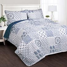 Lush Décor Monique Quilt Blue 3-Piece Set Full/Queen