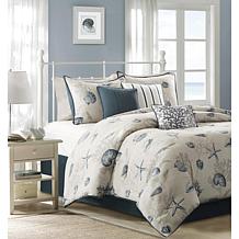 Madison Park Bayside 7-Piece Comforter Set Blue Queen