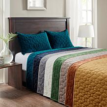Madison Park Harper Faux Velvet Reversible 3pc Coverlet Set - F/Q
