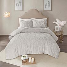 Madison Park Laetitia Tuft Chenille Medallion Comforter Set- Taupe F/Q