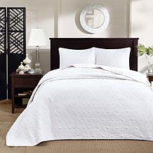 Madison Park Quebec King Quilted Bedspread Set - White