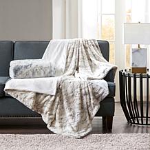 Madison Park Sachi Oversized Faux Fur Throw 60"x70" -  Grey