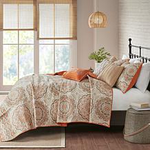 Madison Park Tangiers 6-Piece Reversible Coverlet Set- Orange, K/Cal K