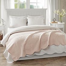Madison Park Tuscany Oversized Quilted Scalloped Throw - Blush, 60x72"