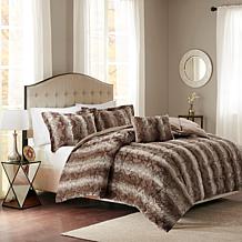 Madison Park Zuri  Faux Fur Comforter Set - Chocolate-K