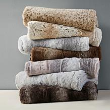 Madison Park Zuri Oversized Faux Fur Throw 60"x70" -  Blush/Grey