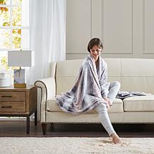 Madison Park Zuri Oversized Faux Fur Throw 60"x70" -  Blush/Grey