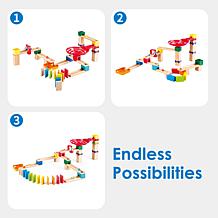 Marble Run Crazy Rollers Wood Building Racetrack, 50 Pieces