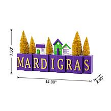 Mardi Gras Wreath with Beads, Berries & Fleur-de-lis, 7.5"H x 14"L