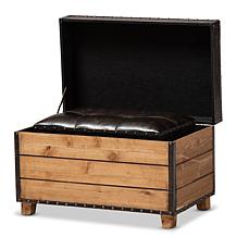 Marelli Faux Leather Upholstered Storage Trunk Ottoman 2-Piece Set