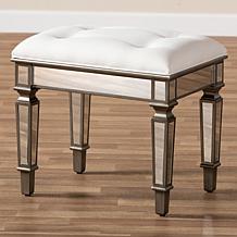 Marielle Fabric Upholstered Mirrored Ottoman Vanity Bench