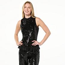 Mark & James by Badgley Mischka Chester Ruffled Sequined Tank