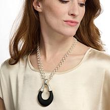 MarlaWynne 18" Brass and Resin Open Teardrop Necklace
