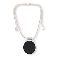 MarlaWynne 36" Brass and Resin Oval Adjustable Pendant Necklace