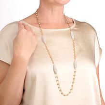 MarlaWynne Brass and Crystal Oval Station Beaded Necklace