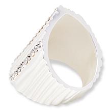 MarlaWynne Pavé Crystal Brushed Finish Hexagon Ring