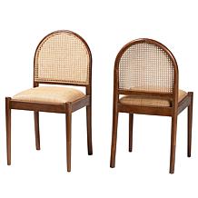 Maryland Dining Chair with Acacia Wood & Rattan, 18.5"W x 34.6"H