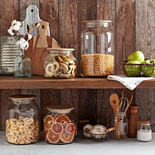 Mason Craft and More 4pc European Glass Canister with Acacia Wood L...