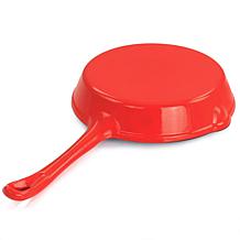 MegaChef Enameled Round 8" Pre-Seasoned Cast Iron Frying Pan - Red