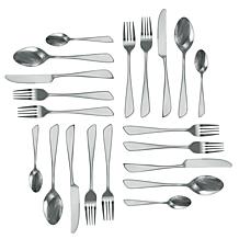 MegaChef Gibbous 20 Piece Flatware Utensil Set, Stainless Steel Sil...