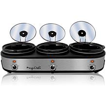MegaChef Triple 2.5 Quart Slow Cooker and Buffet Server in Brushed ...